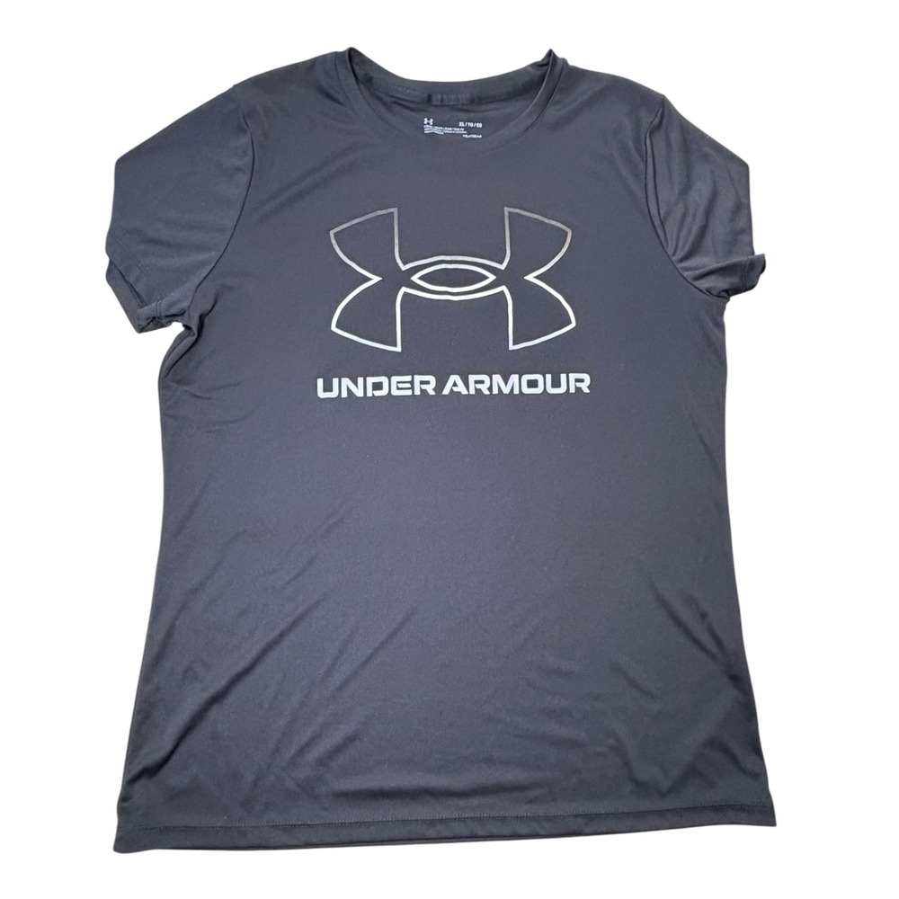 Under‎ Armour Mens HeatGear Loose Fit Graphic T-Shirt XL Silver Logo Training